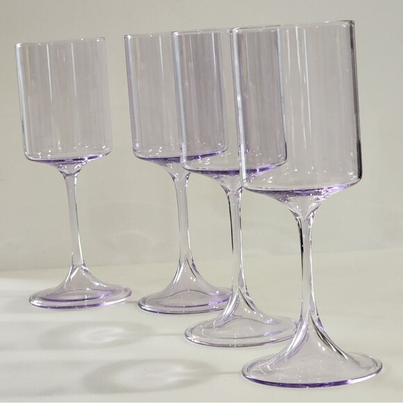 Rachel Zoe Drinkware‎ Purple Clear Wine Glass 13oz Set of 4 - Picture 5 of 16